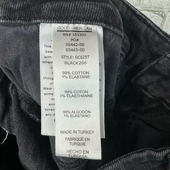 Good American Jeans Good Classic Straight Leg High Waist Ripped Stretch Black 10 - Picture 5 of 11